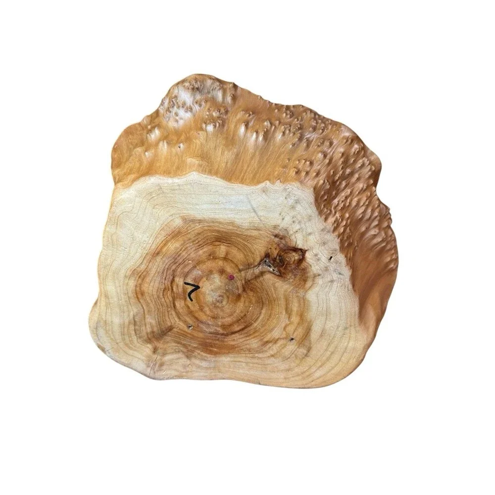 Hand Carved Burl Wood Tree Root Bowl Basket with Handle 13 in dia x 9 tall